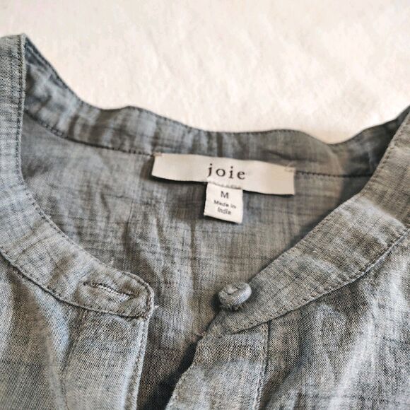 Joie Chambray Eyelet Blue Flutter Sleeve Blouse Peasant Coastal Preppy Boho M - Picture 8 of 9